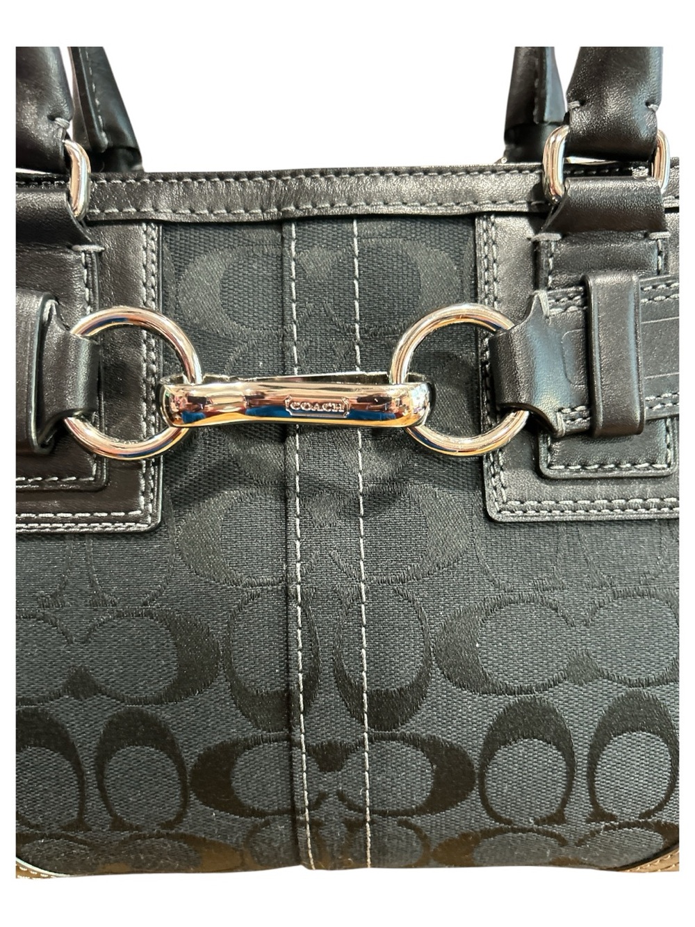 Coach Black Signature Canvas Satchel with Silver Hardware - Picture 9 of 9